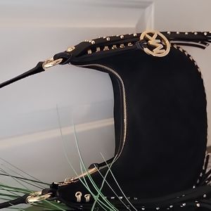 Medium Size black Gold studded suede  Michael Kors Handbag
